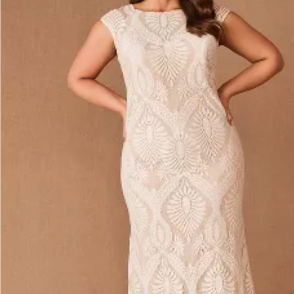 BHLDN Ludlow Wedding Gown, Elegant Beige Lace Dress